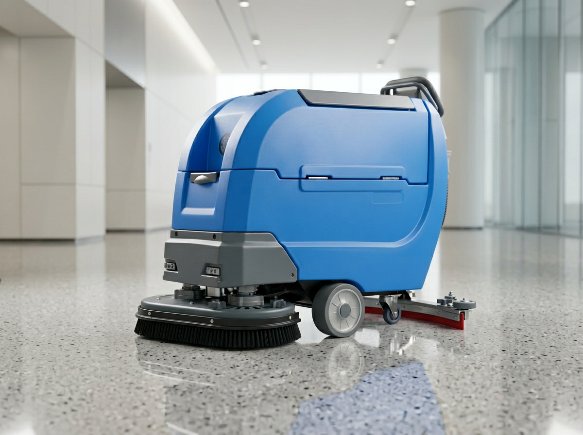 SmartTech floor scrubber in service